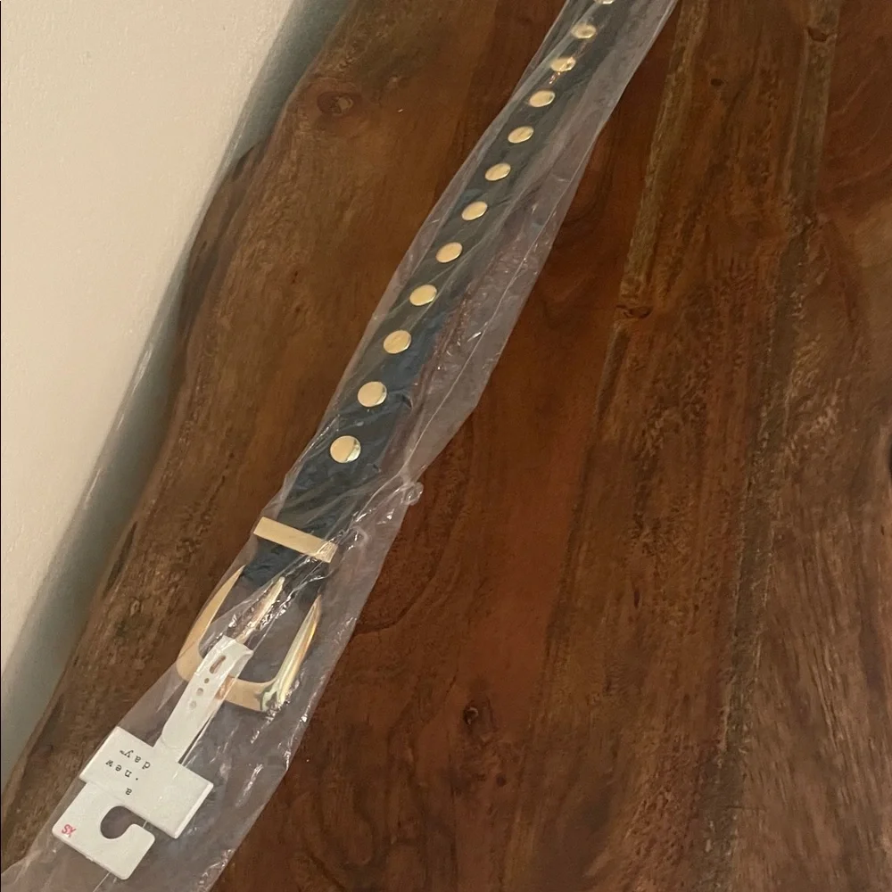 A New Day Black Gold Studded Western Belt NWT XS